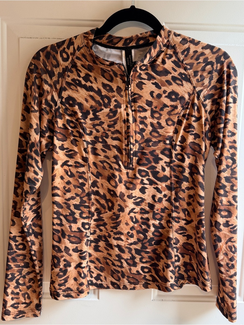 Nip Tuck swim shirt leopard print long sleeve rash guard size 8